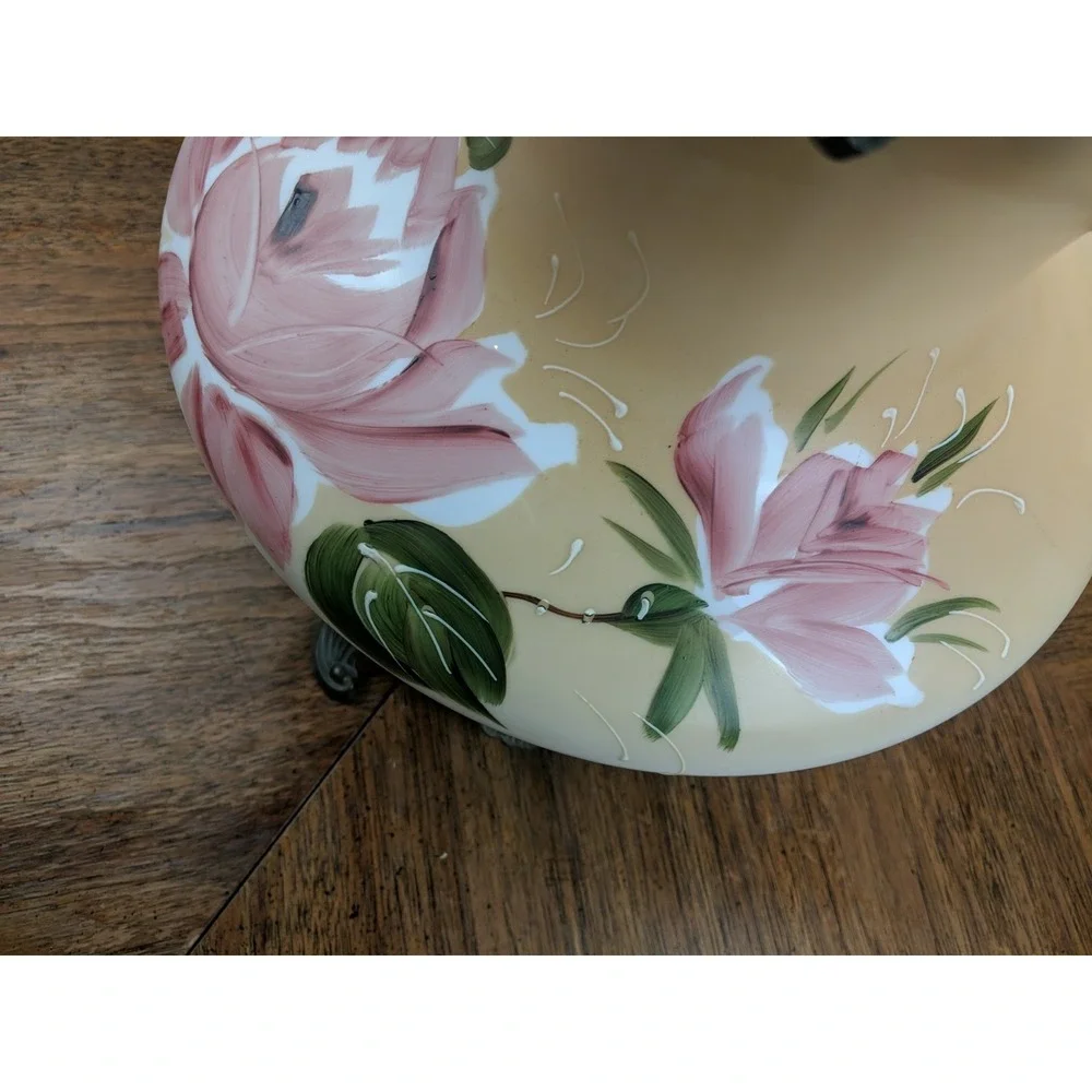 Antique Victorian Art Nouveau Gone With the Wind Hand Painted Peony Floral Lamp